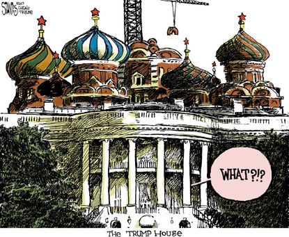 Political Cartoon U.S. Donald Trump White House Russia Kremlin