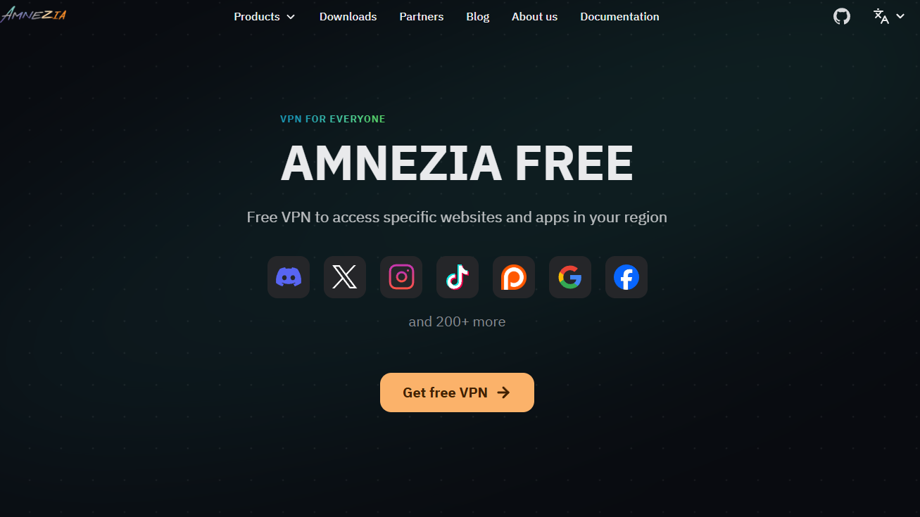 Screenshot of Amnezia VPN Free website