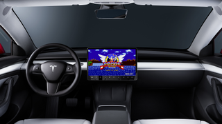 Sonic 1 displaying on the Tesla dashboard