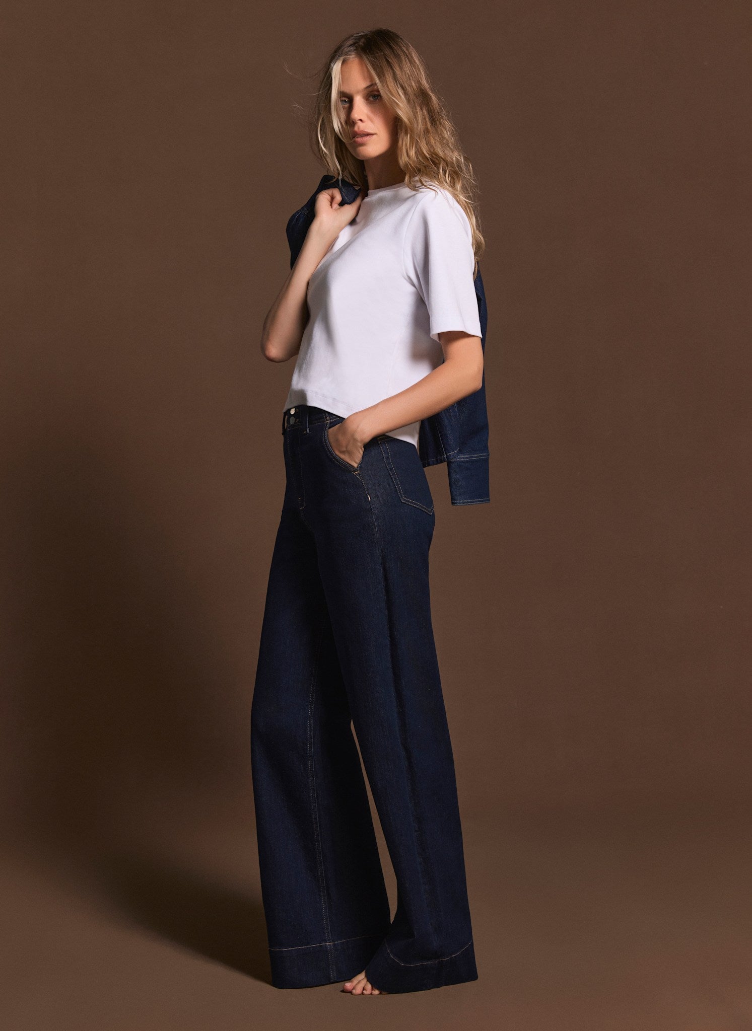 Dark Indigo Tailored Wide Jeans