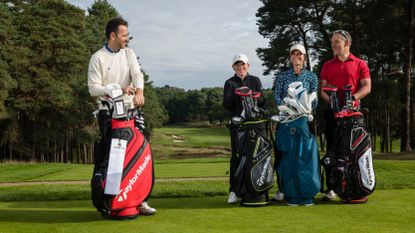 Nixk Dougherty with three amateur golfers at Wentworth