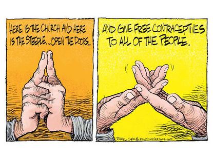 Editorial cartoon church free contraceptives