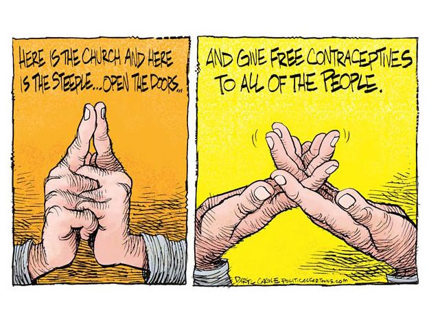 Editorial cartoon church free contraceptives