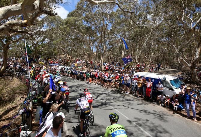 Willunga Hill was packed with fans