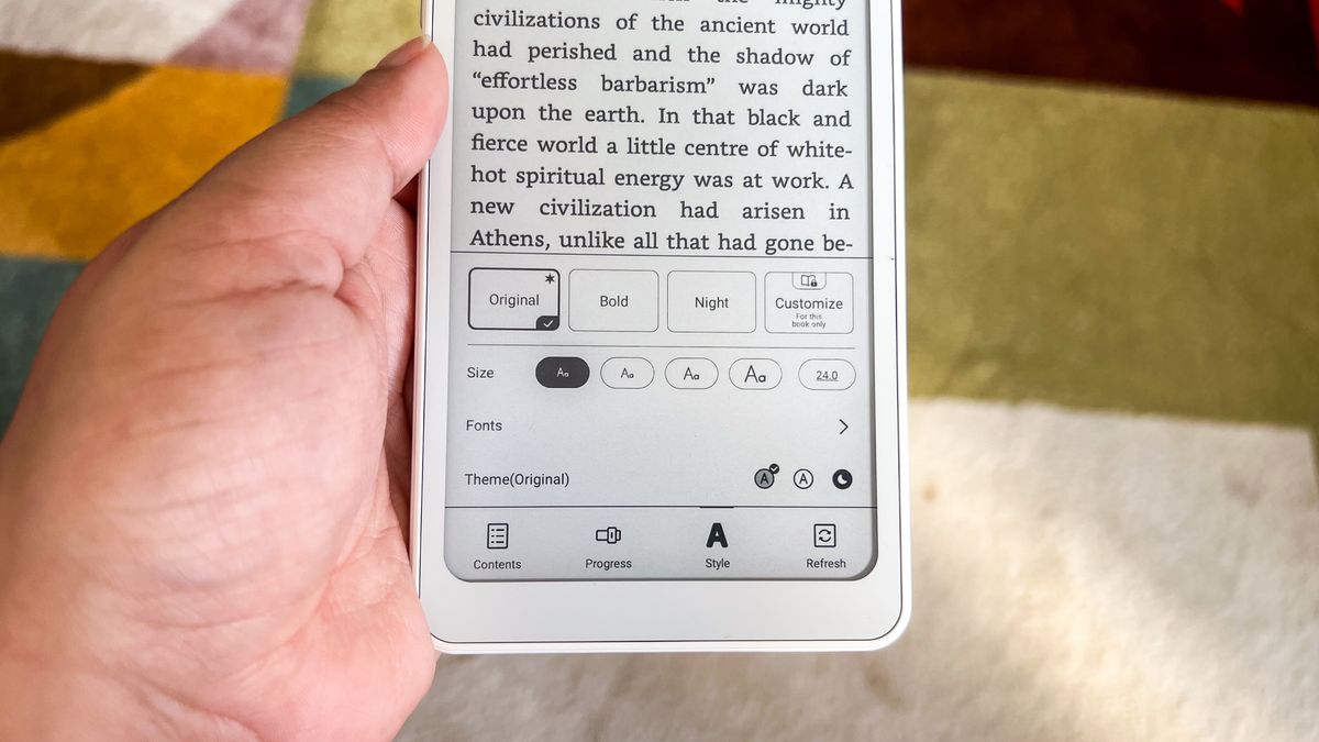 A refreshed page formatting setup on the Onyx Boox Palma 2