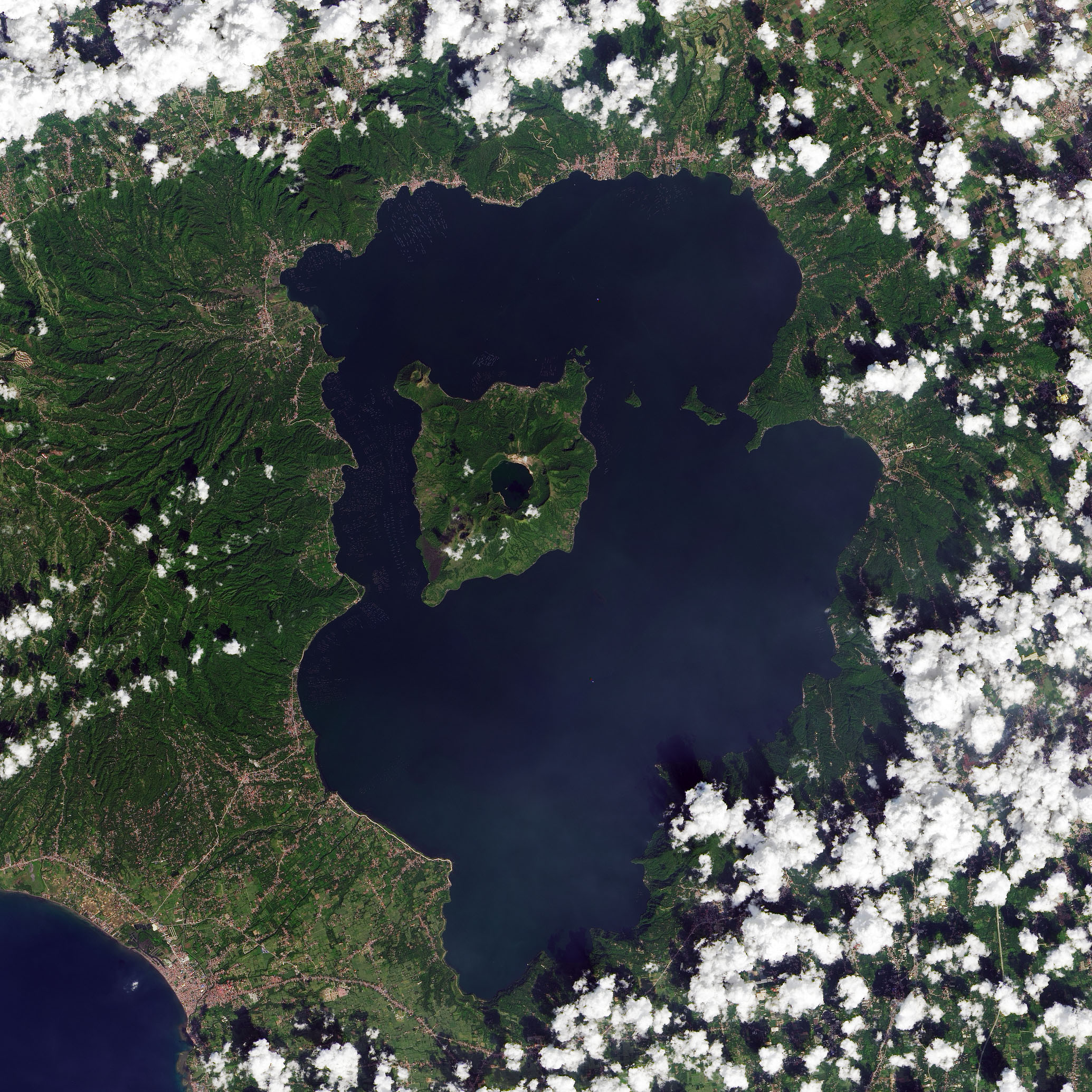 Satellite image of Taal Lake, Volcano Island and Main Crater Lake.