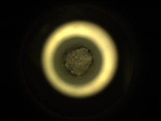 NASA's Perseverance rover captured this image of a successfully collected sample on Nov. 24, 2021, using its Sample Caching System Camera. 