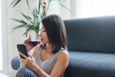 Dry January: a woman drinking wine