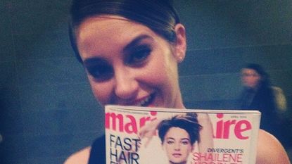 shailene woodley holding marie claire magazine