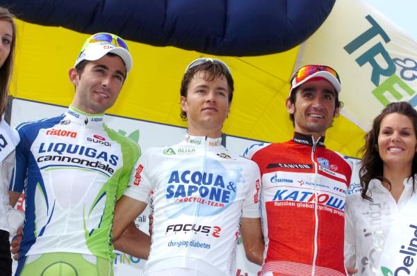 The 2012 Trofeo Melinda podium: Moreno Moser, Carlos Alberto Betancur and Giampaolo Caruso