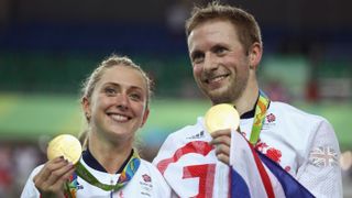 Laura and Jason Kenny with their gold medals at Rio 2016