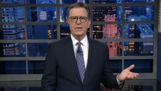 Stephen Colbert gives his opening monologue on The Late Show.