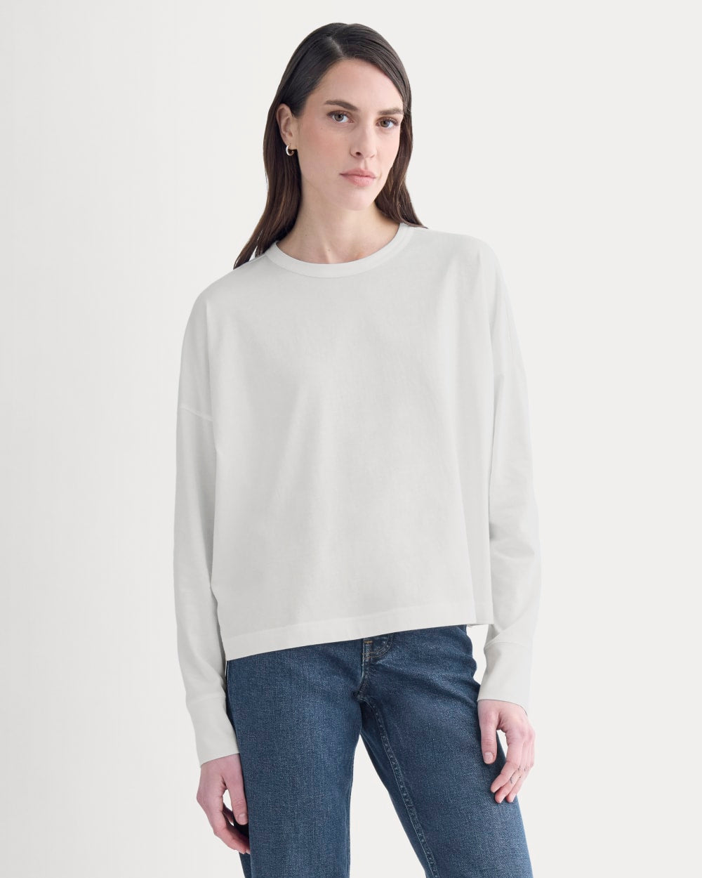 Oversized Boxy Crew in Essential Cotton | White - Xxs