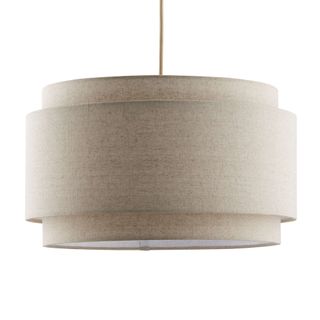 Avery Natural Linen Double Drum Pendant Light