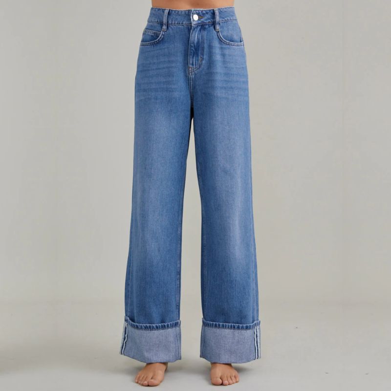 turned up jeans
