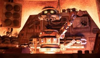 DJ R-3X waving hello at Star Wars: Galaxy's Edge