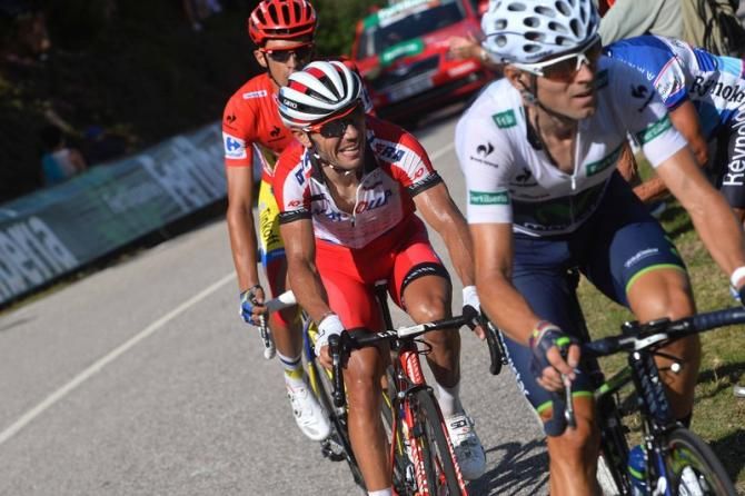 Alejandro Valverde (Movistar) with Joaquim Rodr&iacute;guez (Katusha) and Alberto Contador (Tinkoff-Saxo)