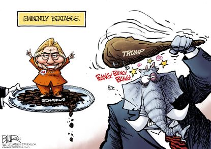 Editorial cartoon U.S. Hillary Clinton Donald Trump beatable presidential election