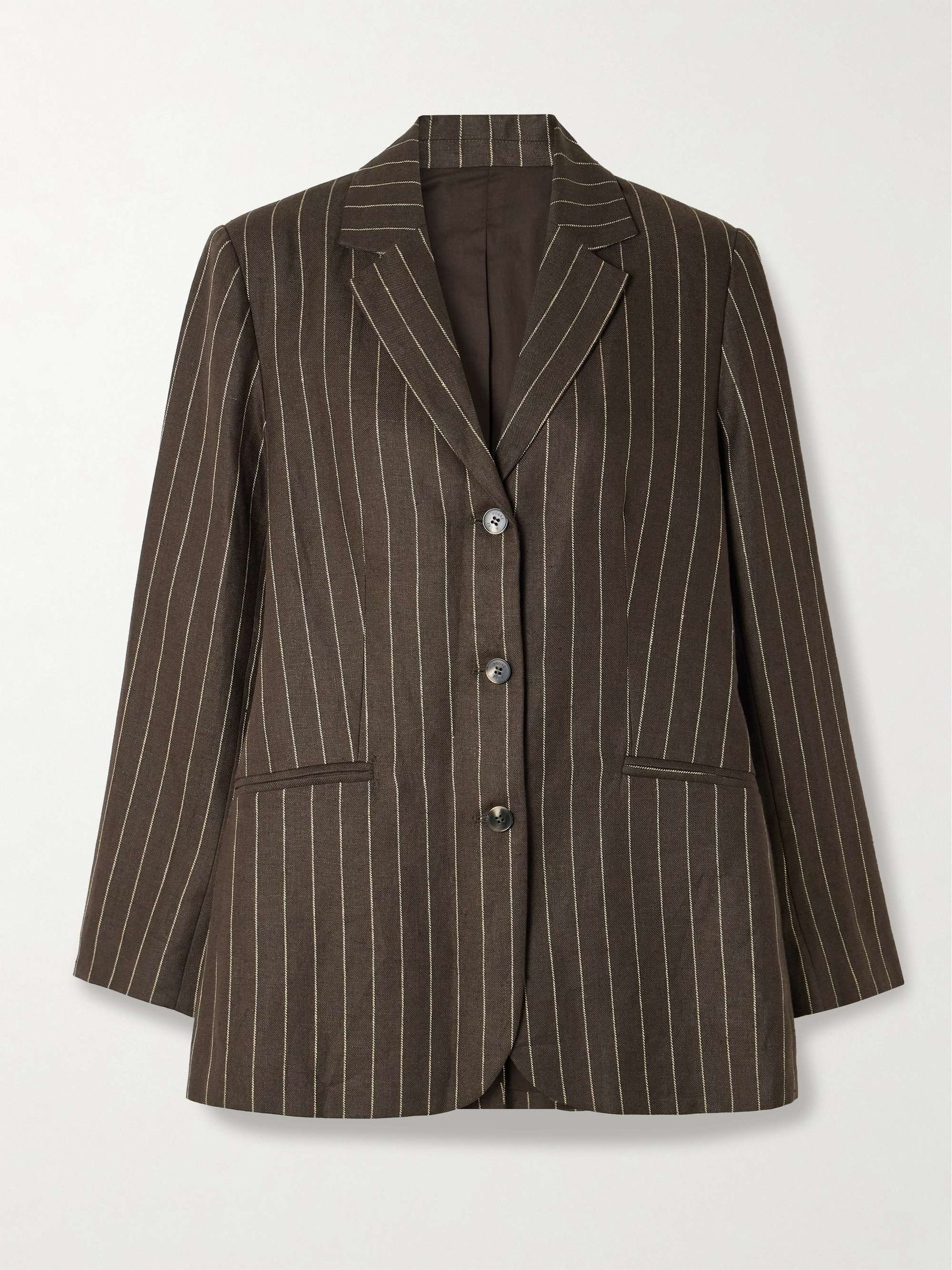 Leon Pinstriped Linen-Twill Blazer