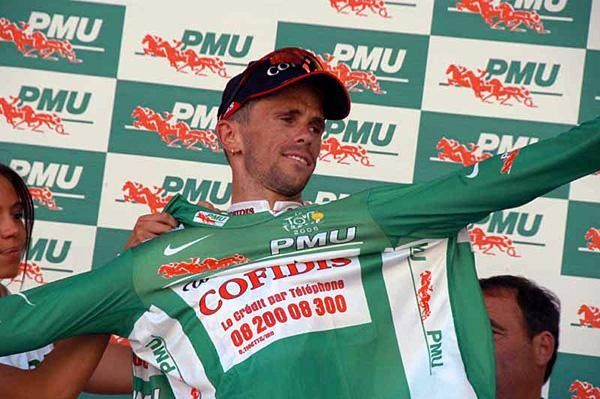 Jimmy Casper (Cofidis) in green now