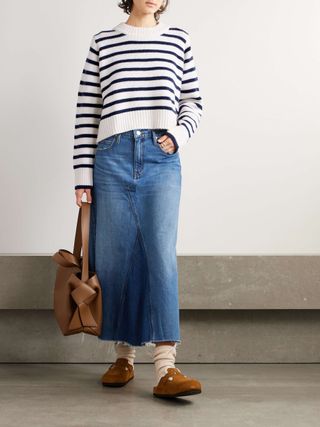 Marin Oversized Cropped Striped Wool and Cashmere-Blend Sweater