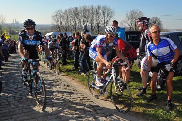 Long-time rivals Juan-Antonio Flecha (Sky Procycling) and Tom Boonen (Quick Step)