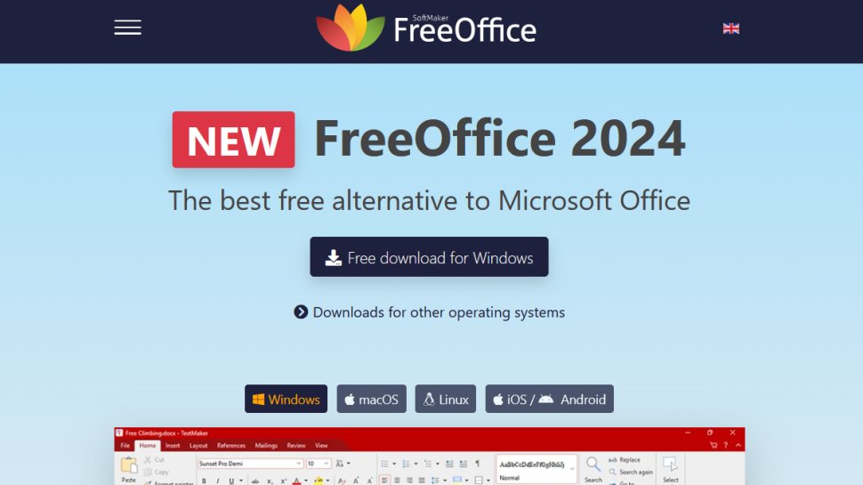 FreeOffice website screenshot (January 2026).