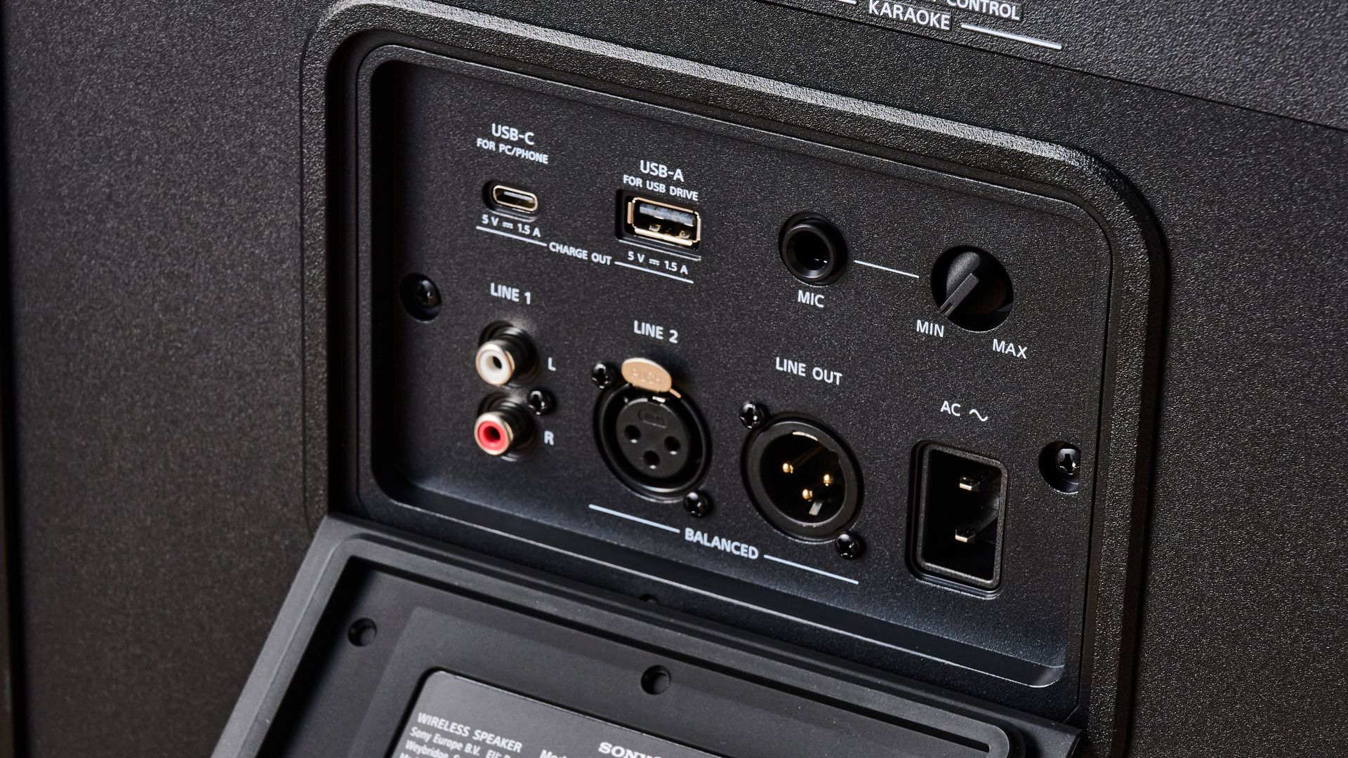 Ports on the reverse side of the Sony ULT Tower 5