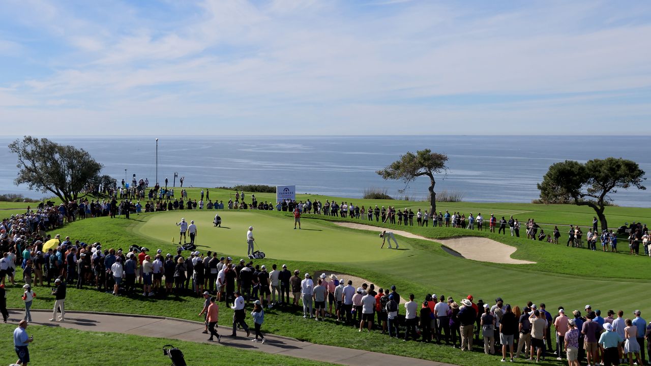 A green pictured next to the sea during the Farmers Insurance Open