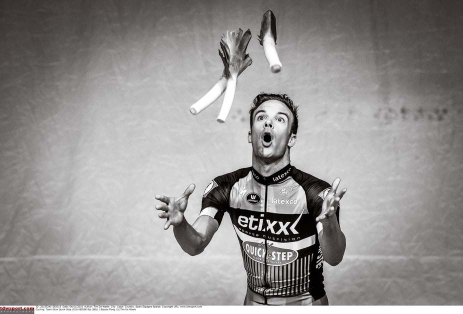 Iljo Keisse has fun with some leeks