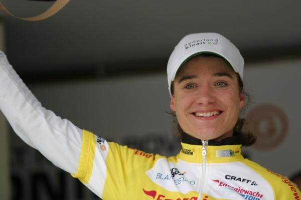 Marianne Vos in the leader's jersey at the new Energiewacht Tour.