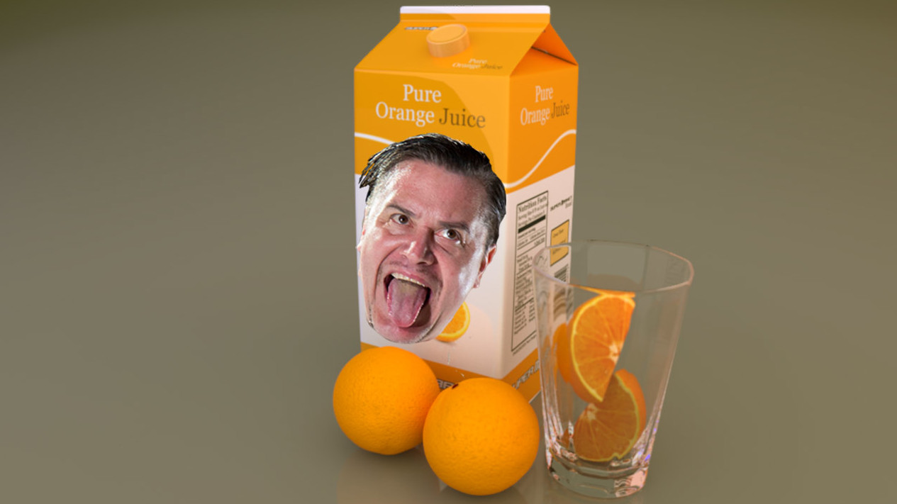 A picture of Mike Patton and an orange juice carton