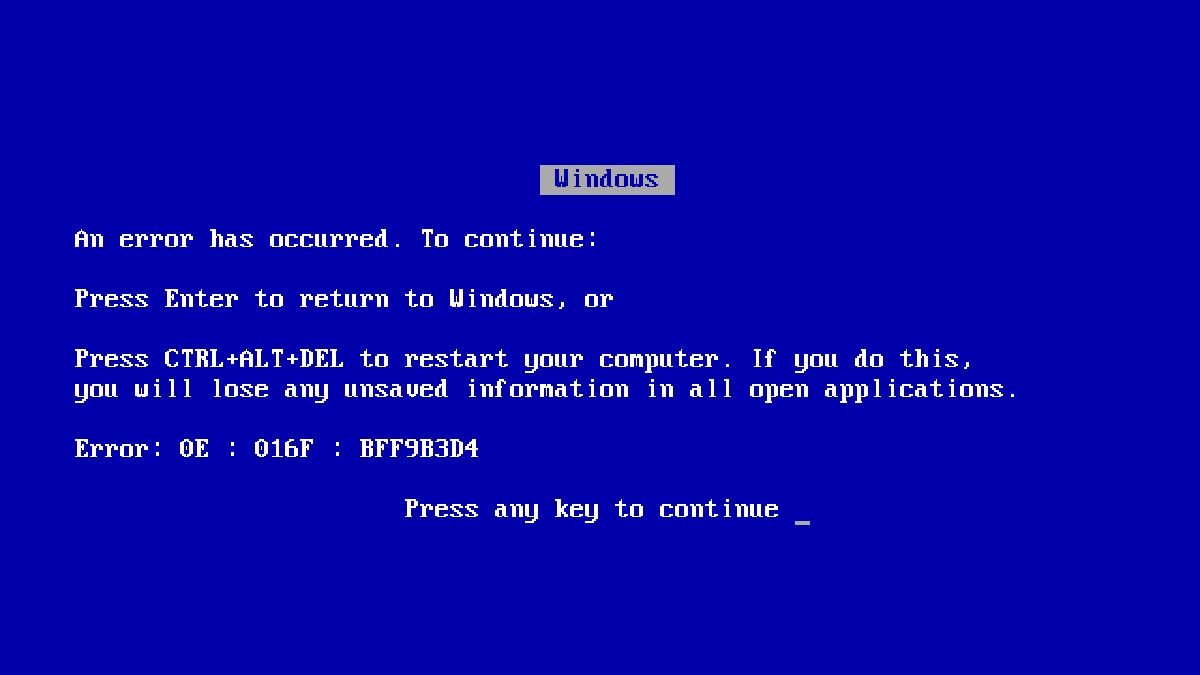Blue screen of death
