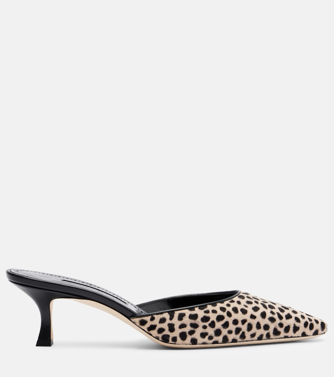 Carolyne 50 Leopard-Print Calf Hair Mules in Beige - Manolo Blahnik