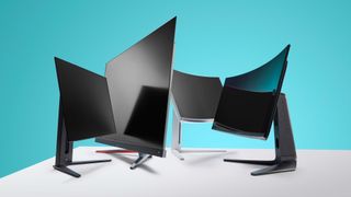 Gaming monitors of various sizes and shapes