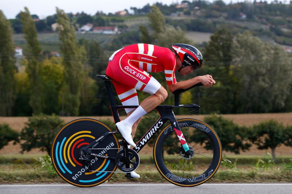 IMOLA ITALY SEPTEMBER 25 Kasper Asgreen of Denmark during the 93rd UCI Road World Championships 2020 Men Elite Individual Time Trial a 317km race from Imola to Imola Autodromo Enzo e Dino Ferrari ITT ImolaEr2020 Imola2020 on September 25 2020 in Imola Italy Photo by Bas CzerwinskiGetty Images