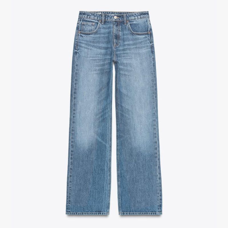 wide leg blue jeans from Zara