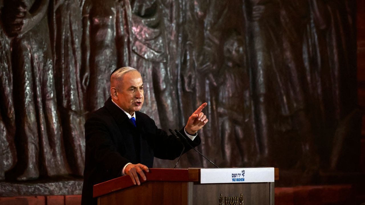 Israeli Prime Minister Benjamin Netanyahu stands alone