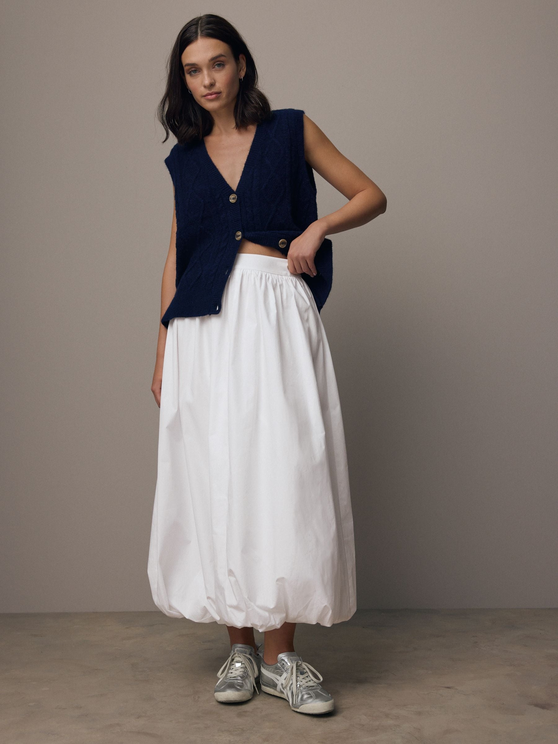 White Bubble Hem Skirt