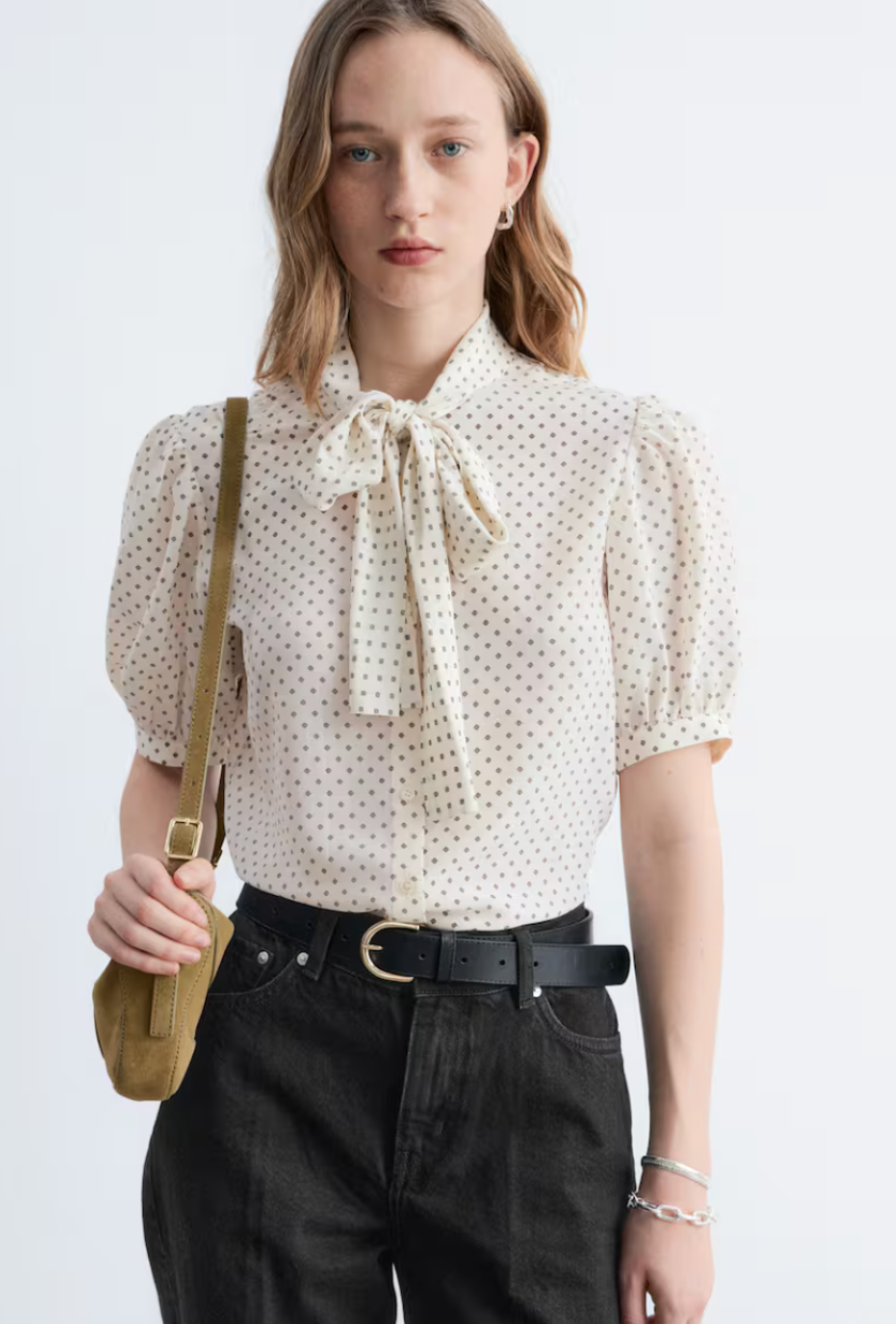 &amp;amp; Other Stories, Printed Tie-Neck Silk Blouse