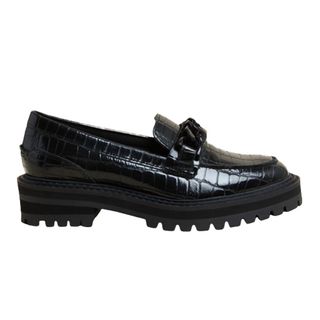 M&S Collection Leather Croc Block Heel Square Toe Loafer