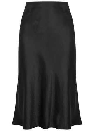 Hammered Satin Midi Skirt