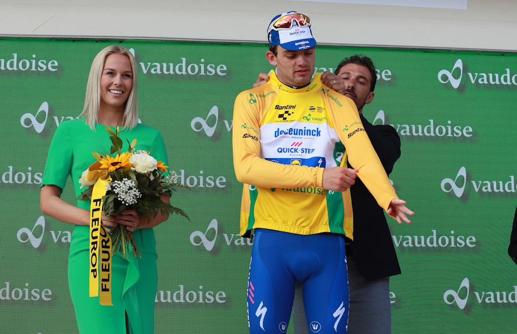 Kasper Asgreen in yellow after stage 2 at Tour de Suisse