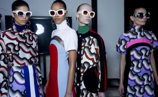 four female models at London fashion week A/W 2015