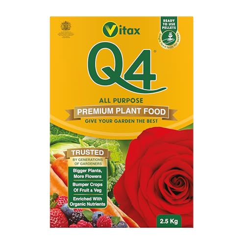 Vitax Q4 All Purpose Plant Food, Fertiliser Enriched With Organic Nutrients, More Flowers, Bigger Yields, Slow Release - 2.5 Kg