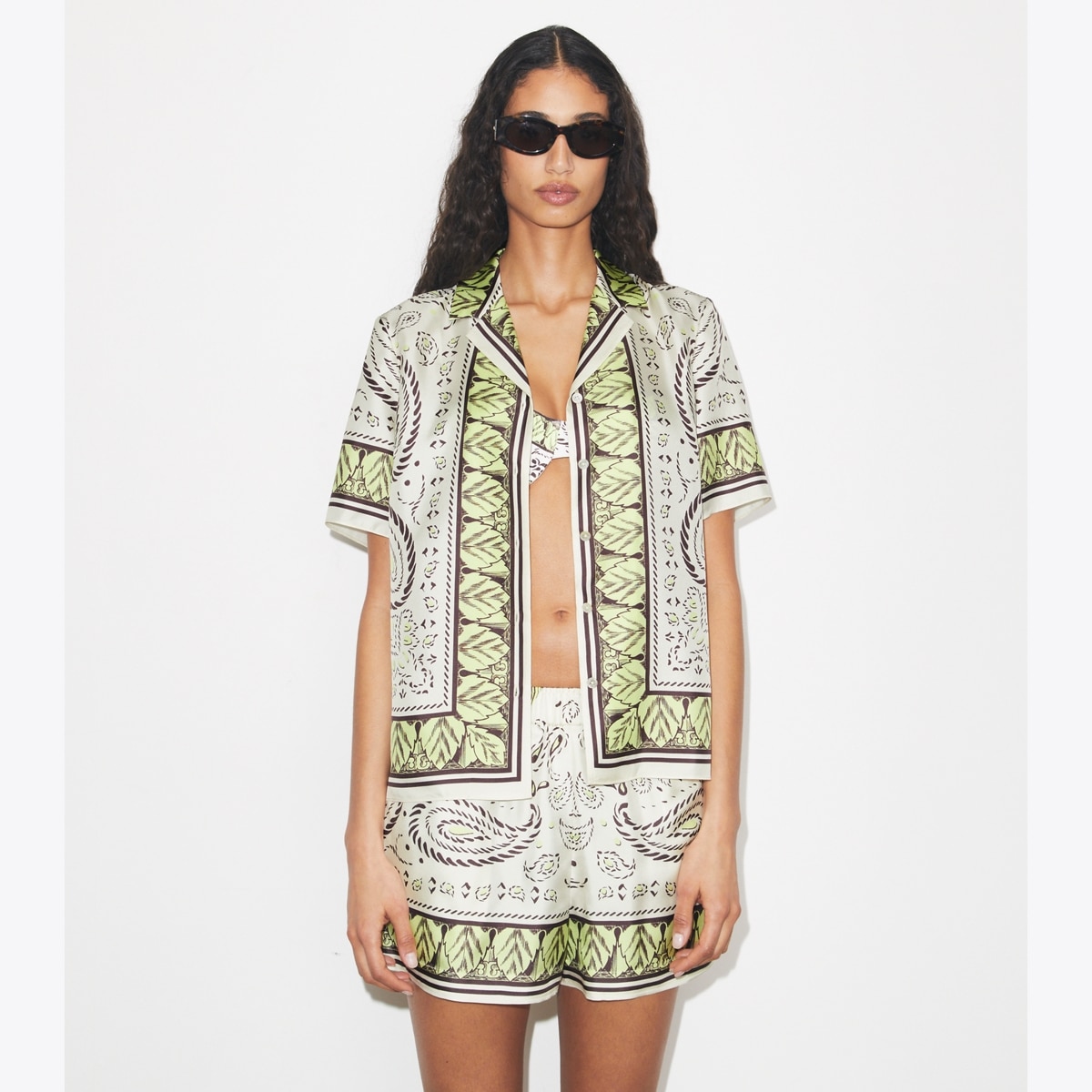 Silk Camp Shirt in Ivory, Size 2