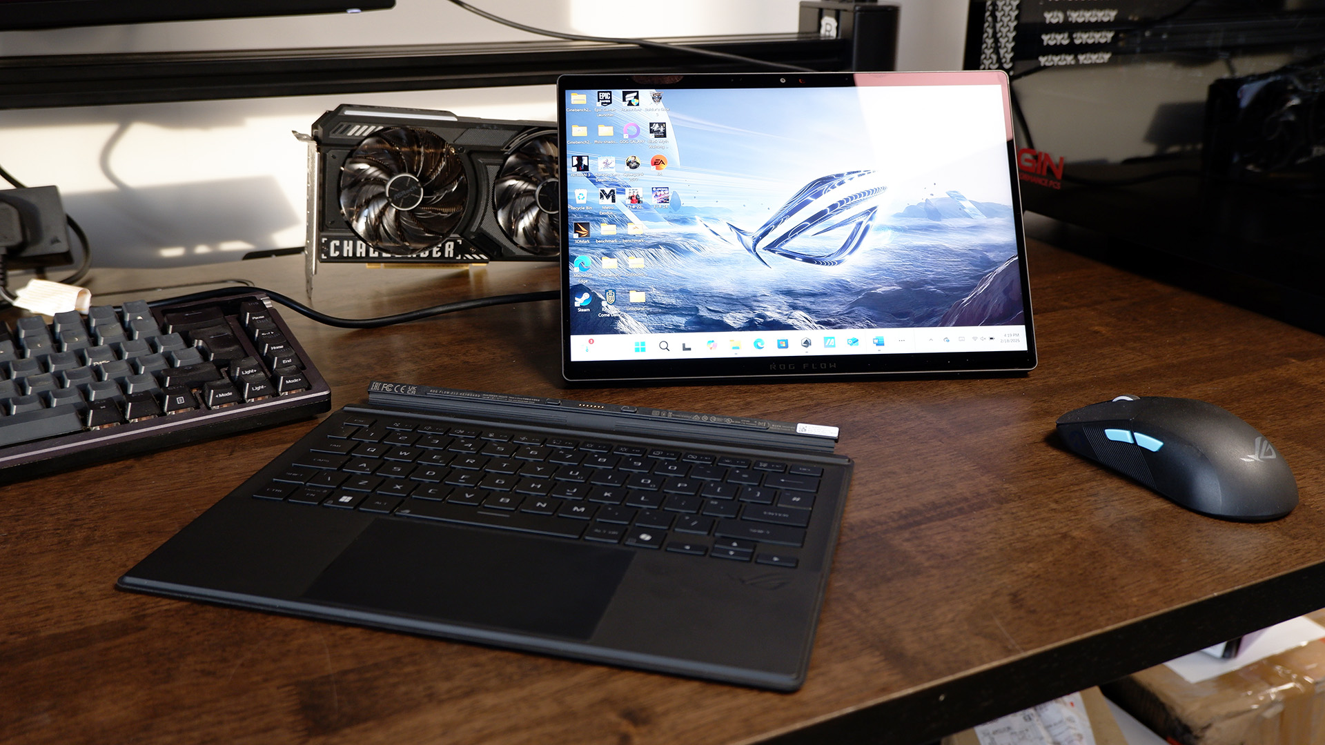 An Asus ROG Flow Z13 (2025) on a desk.