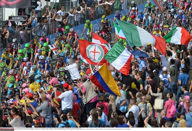 The Italian flags out in Trieste