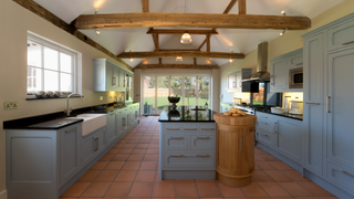 Kitchen with exposed beams