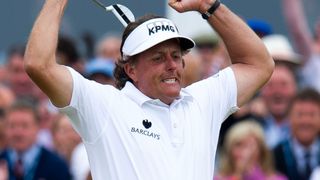 Phil Mickelson celebrates winning The Open